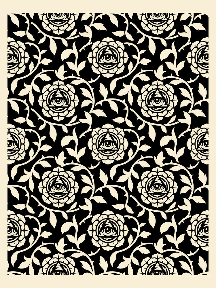 Icon Flower Pattern Screen Print Black