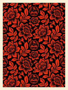 Icon Flower Pattern Screen Print Red/Black