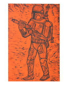Sean Star Wars Boba Fett Woodcut Print